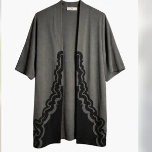 Natori Kimono Cardigan Women's size Small Black Gray asian inspired